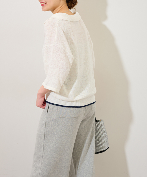 JOURNAL STANDARD relume（ジャーナルスタンダード　レリューム）の「スキッパー襟付きニット（ニット/セーター・レディース・ネイビー/アイボリー・FREE）」の7枚目の写真