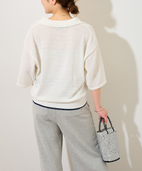 JOURNAL STANDARD relume（ジャーナルスタンダード　レリューム）の「スキッパー襟付きニット（ニット/セーター・レディース・ネイビー/アイボリー・FREE）」の8枚目の写真