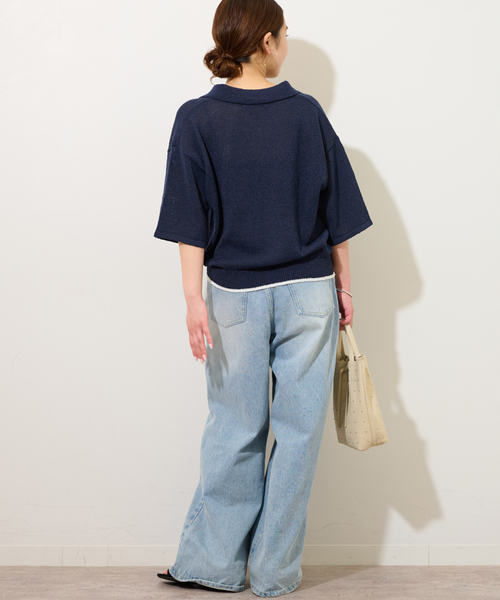 JOURNAL STANDARD relume（ジャーナルスタンダード　レリューム）の「スキッパー襟付きニット（ニット/セーター・レディース・ネイビー/アイボリー・FREE）」の10枚目の写真