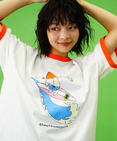 L.H.P（エルエイチピー）の「Parappa The Rapper/パラッパラッパー/プリント リンガー半袖 TEE（Tシャツ/カットソー・メンズ・グレー/オレンジ/ブラック・M/L）」の5枚目の写真