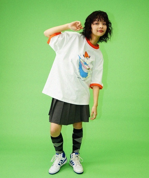 L.H.P（エルエイチピー）の「Parappa The Rapper/パラッパラッパー/プリント リンガー半袖 TEE（Tシャツ/カットソー・メンズ・グレー/オレンジ/ブラック・M/L）」の9枚目の写真