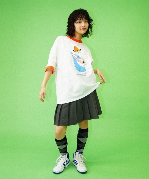 L.H.P（エルエイチピー）の「Parappa The Rapper/パラッパラッパー/プリント リンガー半袖 TEE（Tシャツ/カットソー・メンズ・グレー/オレンジ/ブラック・M/L）」の10枚目の写真