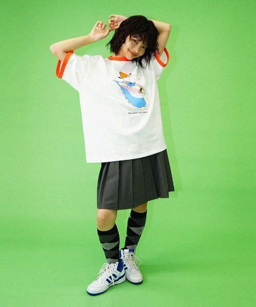 L.H.P（エルエイチピー）の「Parappa The Rapper/パラッパラッパー/プリント リンガー半袖 TEE（Tシャツ/カットソー・メンズ・グレー/オレンジ/ブラック・M/L）」の11枚目の写真
