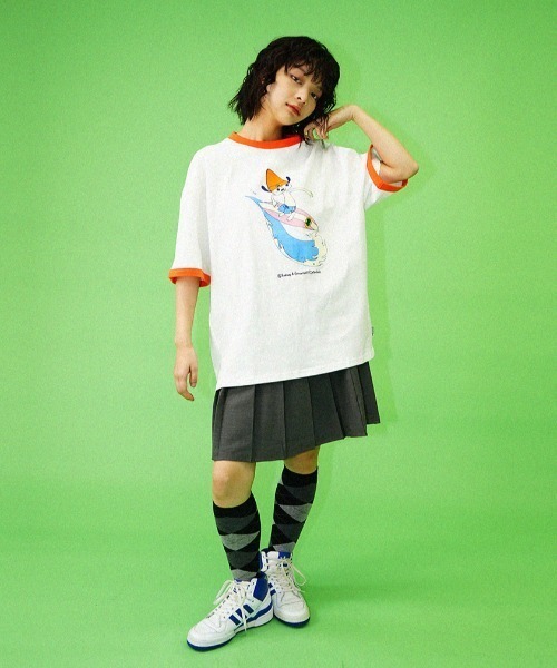L.H.P（エルエイチピー）の「Parappa The Rapper/パラッパラッパー/プリント リンガー半袖 TEE（Tシャツ/カットソー・メンズ・グレー/オレンジ/ブラック・M/L）」の12枚目の写真