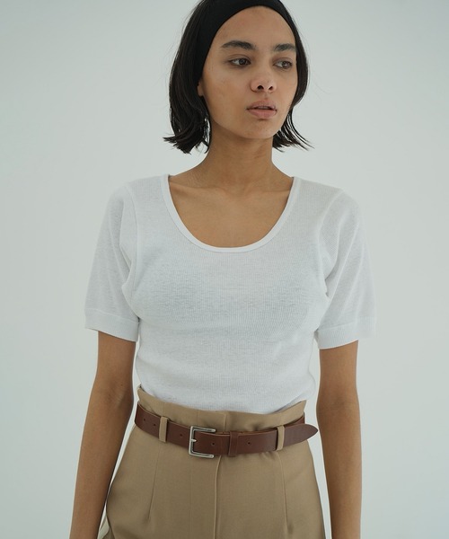 CLANE SCOOP LINE RIB TOPS サイズ２ SCOOP LINE RIB TOPS（Tシャツ/カットソー）｜CLANE（クラネ）の
