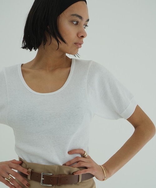 SCOOP LINE RIB TOPS（Tシャツ/カットソー）｜CLANE（クラネ）の