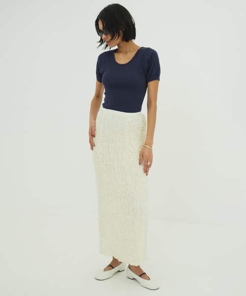 CLANE（クラネ）の「SCOOP LINE RIB TOPS（Tシャツ/カットソー