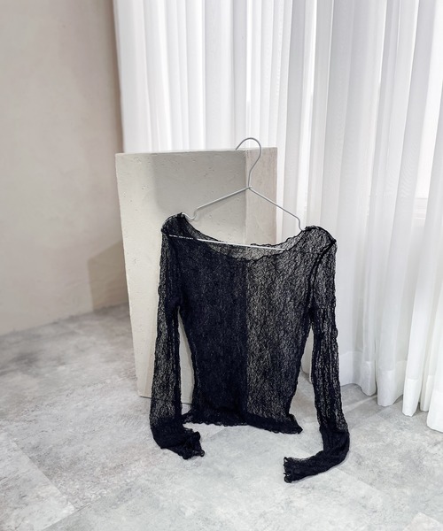 Y/lim(イリム)の「裾スリットメッシュレーストップス(Tシャツ/カットソー・レディース・オフホワイト/ブラック/ベージュ/グレイッシュベージュ・M/L)」の12枚目の写真