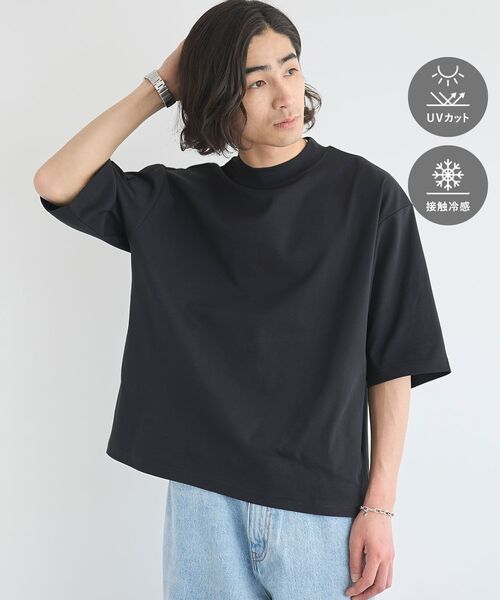 CRAFT STANDARD BOUTIQUE(クラフトスタンダードブティック)の「接触冷感/速乾/UVカット ハニカムメッシュモックネックTEE(Tシャツ/カットソー・メンズ・オフホワイト/ブラック・M/XL/L)」の2枚目の写真