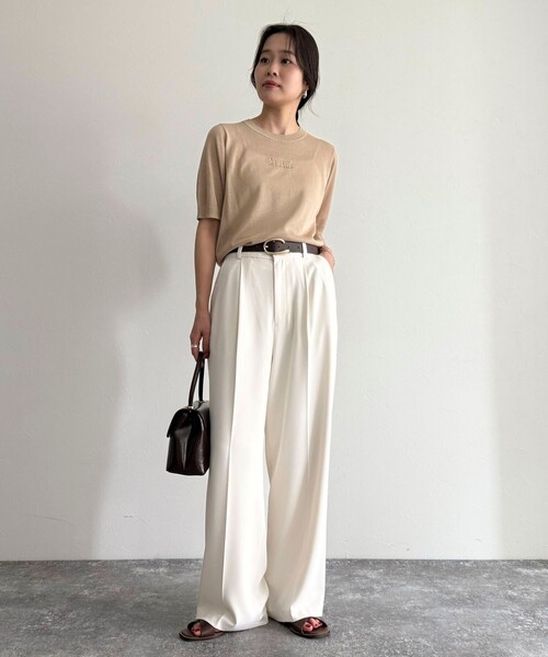 fredy emue（フレディエミュ）の「シアー刺繍ロゴニットプルオーバー（ニット/セーター・レディース・ベージュ/ネイビー/イエロー・38）」の21枚目の写真