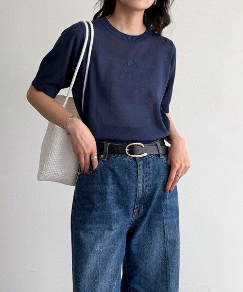 fredy emue（フレディエミュ）の「シアー刺繍ロゴニットプルオーバー（ニット/セーター・レディース・ベージュ/ネイビー/イエロー・38）」の18枚目の写真