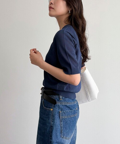 fredy emue（フレディエミュ）の「シアー刺繍ロゴニットプルオーバー（ニット/セーター・レディース・ベージュ/ネイビー/イエロー・38）」の17枚目の写真