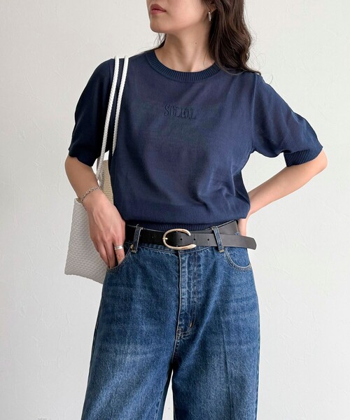 fredy emue（フレディエミュ）の「シアー刺繍ロゴニットプルオーバー（ニット/セーター・レディース・ベージュ/ネイビー/イエロー・38）」の15枚目の写真