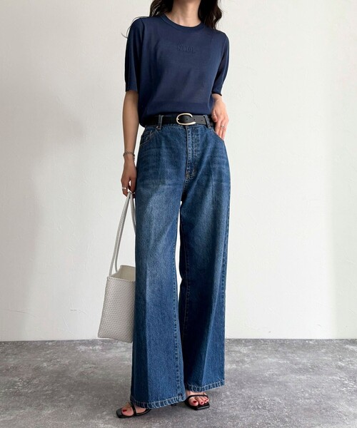 fredy emue（フレディエミュ）の「シアー刺繍ロゴニットプルオーバー（ニット/セーター・レディース・ベージュ/ネイビー/イエロー・38）」の13枚目の写真