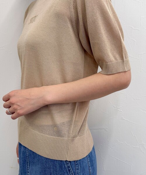 fredy emue（フレディエミュ）の「シアー刺繍ロゴニットプルオーバー（ニット/セーター・レディース・ベージュ/ネイビー/イエロー・38）」の6枚目の写真