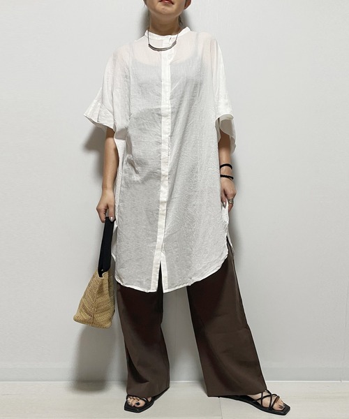 Fizz(フィズ)の「【Fizz/フィズ】 コットンキャンブリックオーバーサイズシャツワンピース(シャツワンピース・レディース・ライトカーキ/ブラック/ホワイト/ダークネイビー・M)」の5枚目の写真