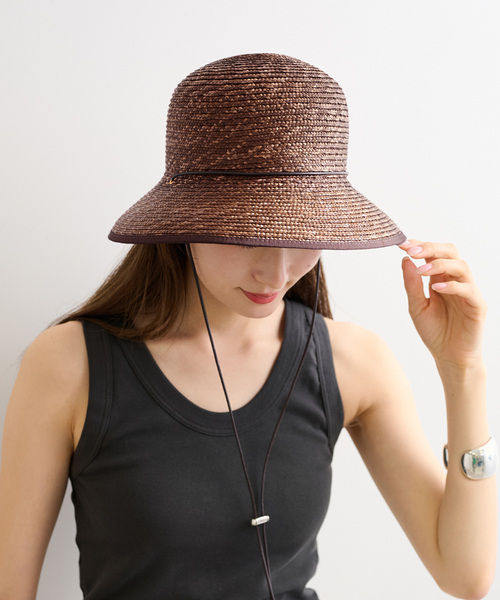 FRAMeWORK(フレームワーク)の「FERRUCCIO VECCHI コード付きパイピングハット(ハット・レディース・ブラウン・FREE)」の1枚目の写真