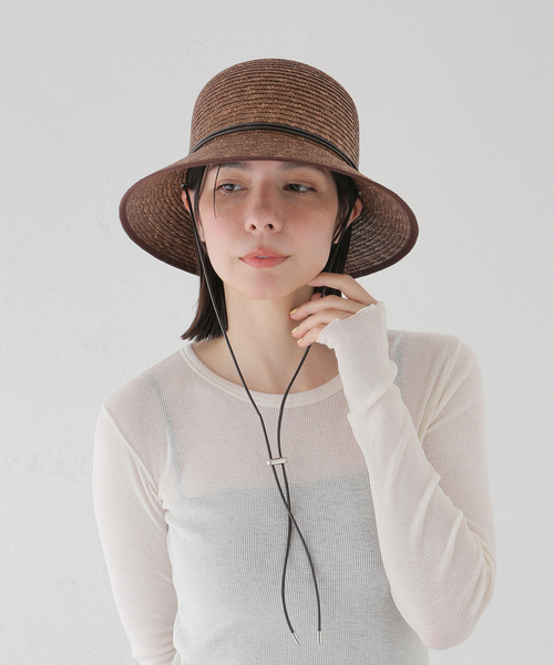 FRAMeWORK(フレームワーク)の「FERRUCCIO VECCHI コード付きパイピングハット(ハット・レディース・ブラウン・FREE)」の3枚目の写真