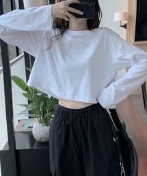 Ritzy（リッツィー）の「ショート丈 無地ロンT（Tシャツ/カットソー）」