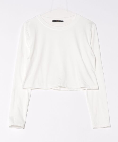 Ritzy(リッツィー)の「ショート丈 無地ロンT(Tシャツ/カットソー・レディース・ホワイト/ブラック・FREE)」の3枚目の写真
