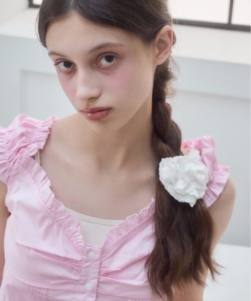 レースフラワーヘアクリップ/lace flower hair clip（ヘアピン