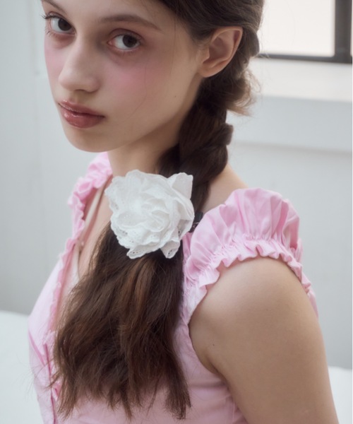 ❁レースフラワーモチーフ1❁ ベビーヘアピン　ベビーヘアクリップ　ベビーヘアゴム くすみお花のベビーヘアクリップ ヘアピン ヘアゴム 赤ちゃん