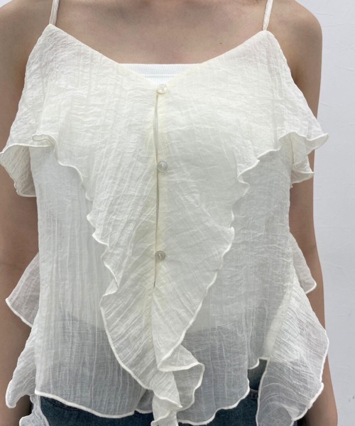 FOREVER 21（フォーエバー トゥエンティーワン）の「【2025SS】フリルイレヘムチュニック（シャツ/ブラウス・レディース・ブラウン系その他4/ブラック/ホワイト・FREE）」の14枚目の写真