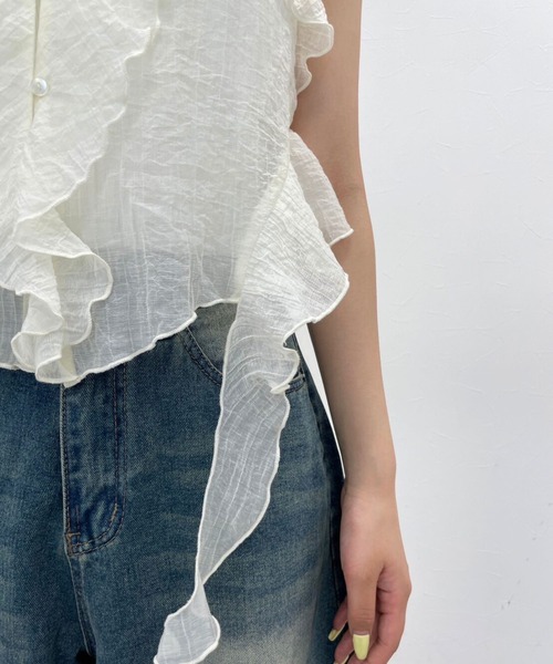 FOREVER 21（フォーエバー トゥエンティーワン）の「【2025SS】フリルイレヘムチュニック（シャツ/ブラウス・レディース・ブラウン系その他4/ブラック/ホワイト・FREE）」の15枚目の写真