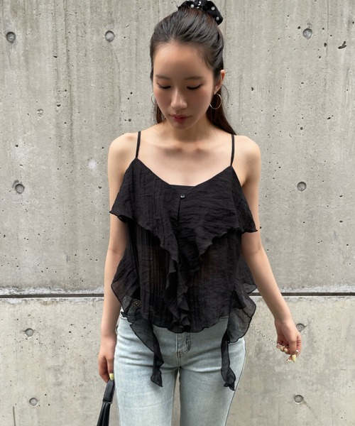 FOREVER 21（フォーエバー トゥエンティーワン）の「【2025SS】フリルイレヘムチュニック（シャツ/ブラウス・レディース・ブラウン系その他4/ブラック/ホワイト・FREE）」の19枚目の写真