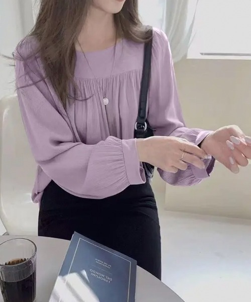 Beststore（ベストストア）の「トップス ブラウス シフォンブラウス（シャツ/ブラウス・レディース・ホワイト/パープル/ミント/ダークベージュ/ライトベージュ/ブラック/グレー・FREE）」の7枚目の写真