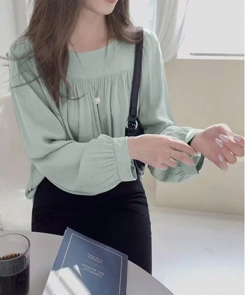 Beststore（ベストストア）の「トップス ブラウス シフォンブラウス（シャツ/ブラウス・レディース・ホワイト/パープル/ミント/ダークベージュ/ライトベージュ/ブラック/グレー・FREE）」の6枚目の写真