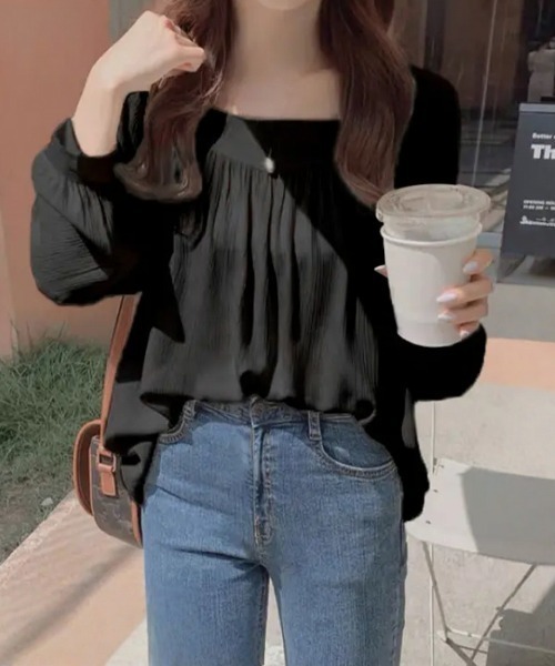 Beststore（ベストストア）の「トップス ブラウス シフォンブラウス（シャツ/ブラウス・レディース・ホワイト/パープル/ミント/ダークベージュ/ライトベージュ/ブラック/グレー・FREE）」の3枚目の写真