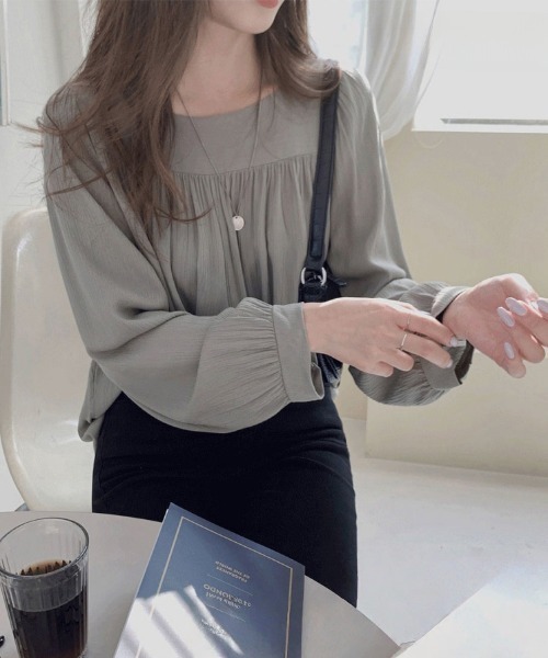 Beststore（ベストストア）の「トップス ブラウス シフォンブラウス（シャツ/ブラウス・レディース・ホワイト/パープル/ミント/ダークベージュ/ライトベージュ/ブラック/グレー・FREE）」の14枚目の写真