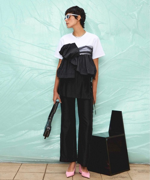 [MAISON SPECIAL]ドッキングツイステッドTシャツ/BLACK Docking Twisted T-shirt/ドッキングツイステッドTシャツ