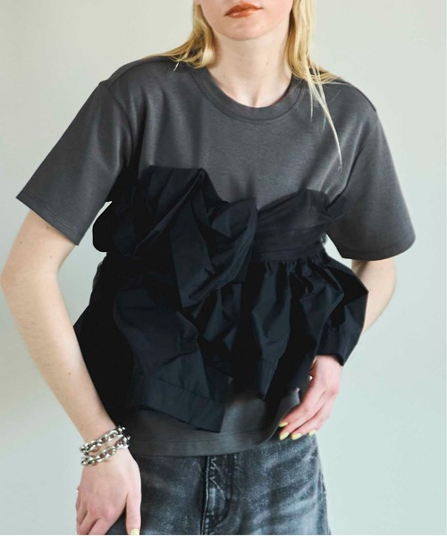 [MAISON SPECIAL]ドッキングツイステッドTシャツ/BLACK Docking Twisted T-shirt/ドッキングツイステッドTシャツ