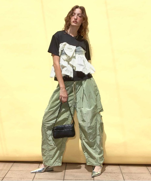 [MAISON SPECIAL]ドッキングツイステッドTシャツ/grey Docking Twisted T-shirt/ドッキングツイステッドTシャツ