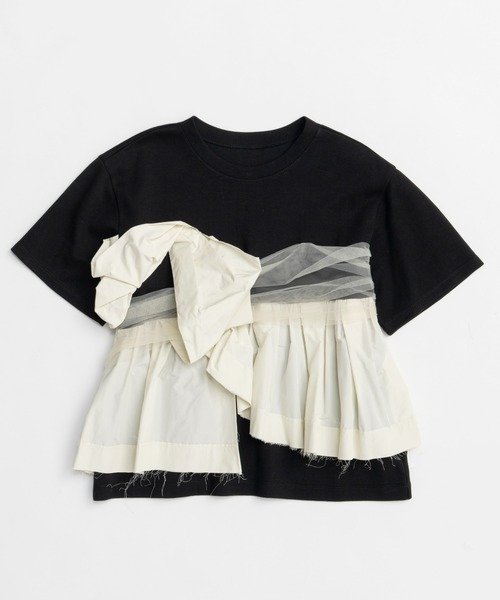 [MAISON SPECIAL]ドッキングツイステッドTシャツ/BLACK Docking Twisted T-shirt/ドッキングツイステッドTシャツ