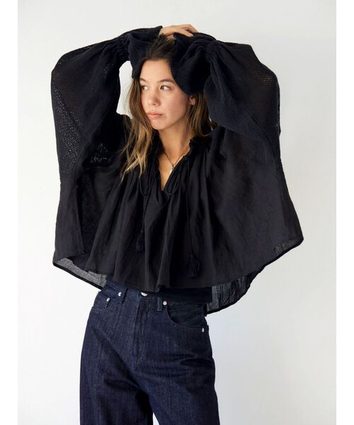 Ungrid（アングリッド）の「メッシュコンビショートブラウス（シャツ/ブラウス・レディース・オフホワイト/ブラック/オレンジ・FREE）」の8枚目の写真