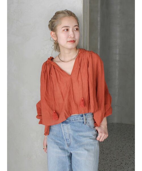 Ungrid（アングリッド）の「メッシュコンビショートブラウス（シャツ/ブラウス・レディース・オフホワイト/ブラック/オレンジ・FREE）」の16枚目の写真