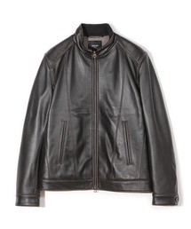 MEN'S BIGI | スタンドカラーシングルライダース シープレザージャケット＜エイジング加工＞(ライダースジャケット)