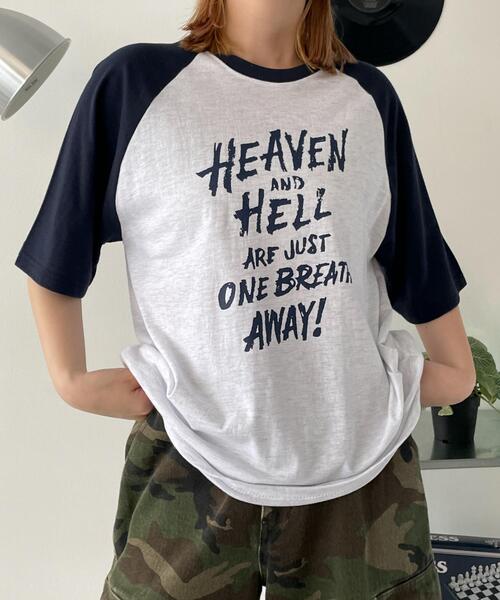 WOND(ウォンド)の「WOND/HEAVENHELLラグランT(Tシャツ/カットソー・レディース・ネイビー/ブラック・FREE)」の9枚目の写真