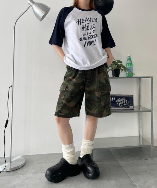 WOND(ウォンド)の「WOND/HEAVENHELLラグランT(Tシャツ/カットソー・レディース・ネイビー/ブラック・FREE)」の10枚目の写真