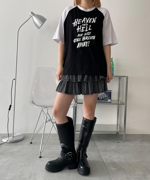 WOND(ウォンド)の「WOND/HEAVENHELLラグランT(Tシャツ/カットソー・レディース・ネイビー/ブラック・FREE)」の7枚目の写真