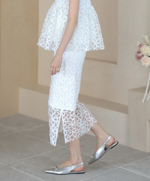 MERAKI（メラキ）の「フラワーチュールスカート（スカート・レディース・ブラック/ホワイト・S/M）」の14枚目の写真