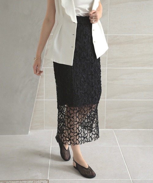 MERAKI（メラキ）の「フラワーチュールスカート（スカート・レディース・ブラック/ホワイト・S/M）」の18枚目の写真