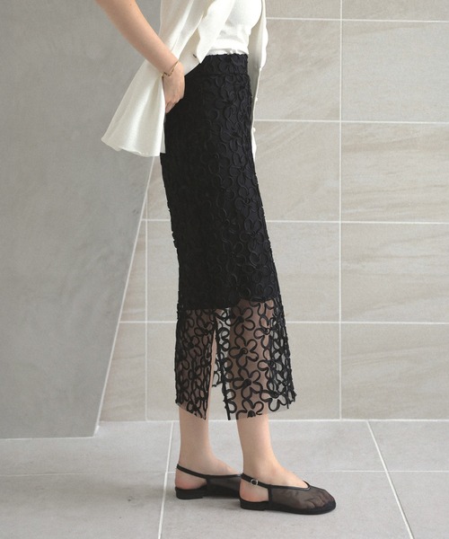 MERAKI（メラキ）の「フラワーチュールスカート（スカート・レディース・ブラック/ホワイト・S/M）」の22枚目の写真