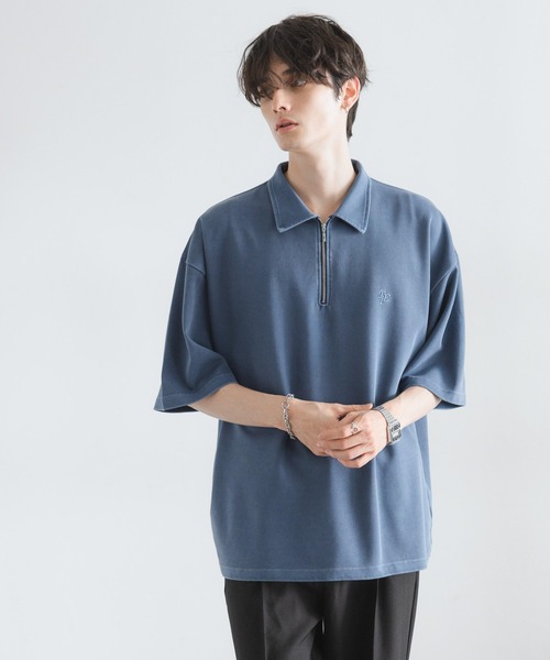 RAGEBLUE（レイジブルー）の「ピグメント加工/ダンボールハーフジップTシャツ（Tシャツ/カットソー・メンズ・ネイビー/ブラウン/グレー/アイボリー・MEDIUM/LARGE）」の16枚目の写真