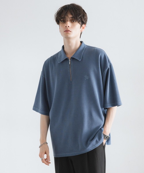 RAGEBLUE（レイジブルー）の「ピグメント加工/ダンボールハーフジップTシャツ（Tシャツ/カットソー・メンズ・ネイビー/ブラウン/グレー/アイボリー・MEDIUM/LARGE）」の15枚目の写真