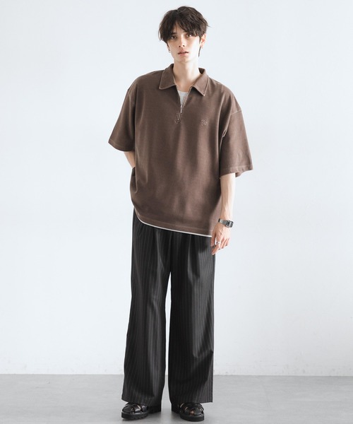 RAGEBLUE（レイジブルー）の「ピグメント加工/ダンボールハーフジップTシャツ（Tシャツ/カットソー・メンズ・ネイビー/ブラウン/グレー/アイボリー・MEDIUM/LARGE）」の22枚目の写真
