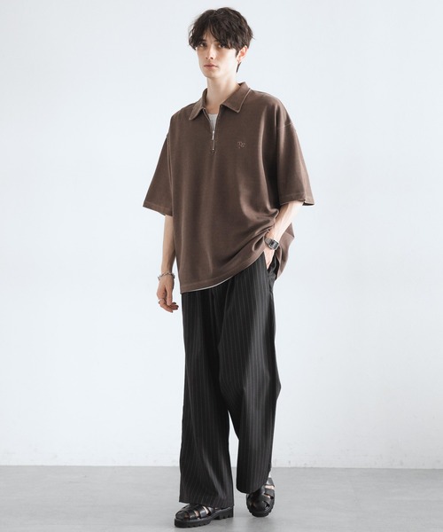 RAGEBLUE（レイジブルー）の「ピグメント加工/ダンボールハーフジップTシャツ（Tシャツ/カットソー・メンズ・ネイビー/ブラウン/グレー/アイボリー・MEDIUM/LARGE）」の21枚目の写真